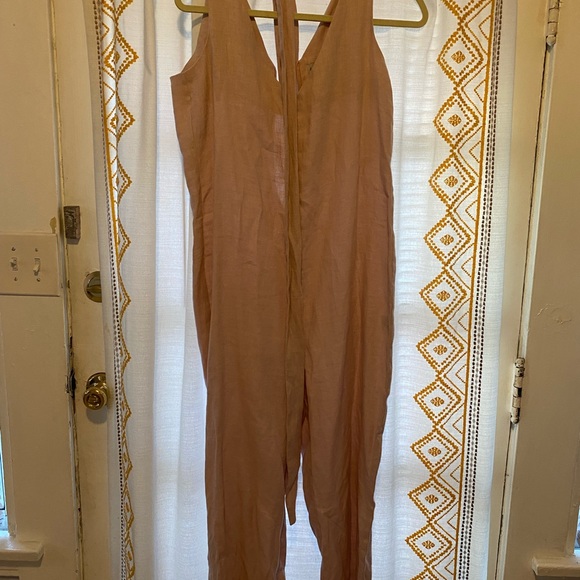 Light Pink Linen Jumpsuit - Picture 5 of 6